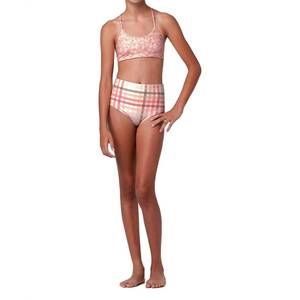 NEW SUBMARINE girl's highs and lows gingham bikini in pink